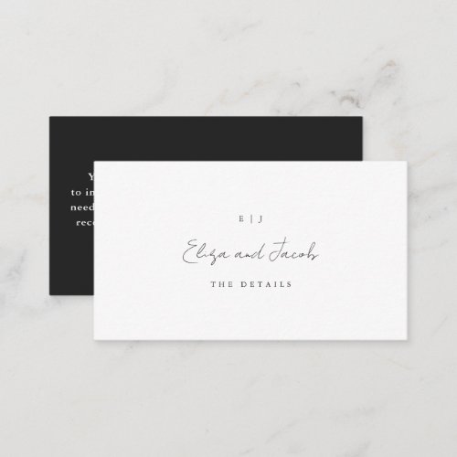 Black Monogram Wedding Enclosure Card