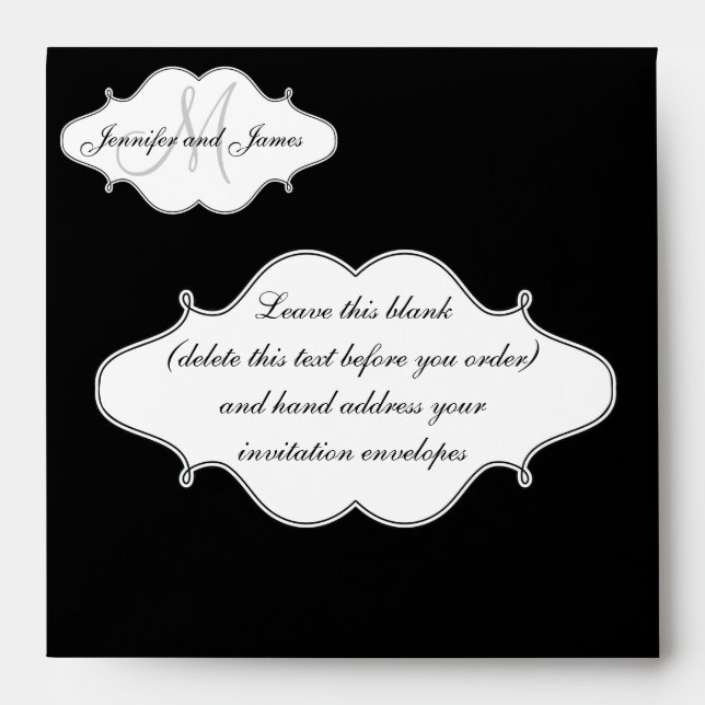 Black Monogram Wedding Invitation Envelope (Front)