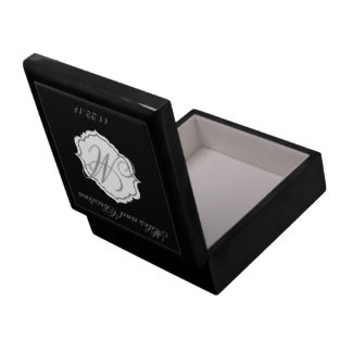 Black Monogram Wedding Keepsake Box Attendant Gift