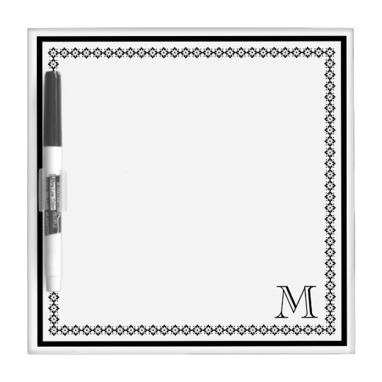Black Monogram With Decorative Border Dry Erase Board Zazzle Com