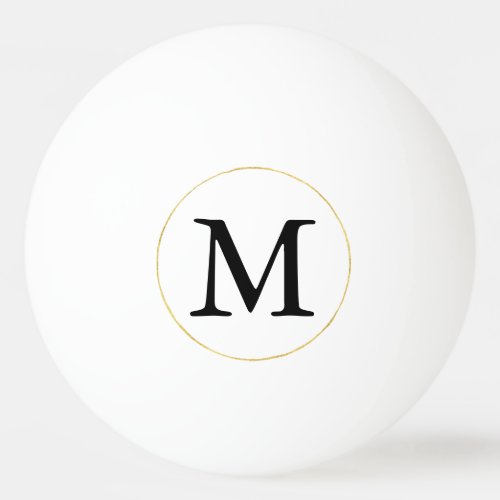 Black Monogram with gold circle Ping Pong Ball