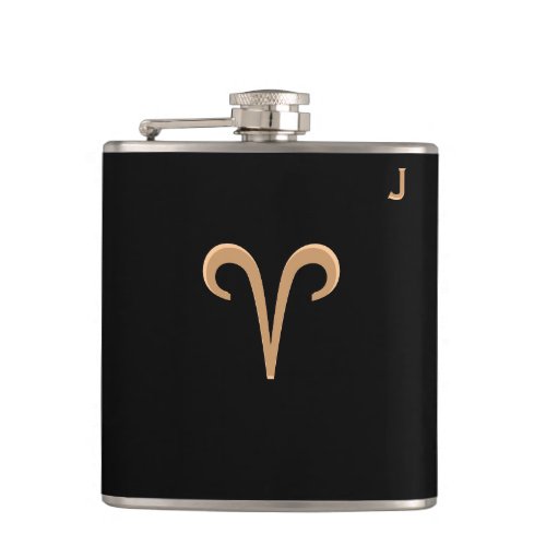 Black Monogrammed Flask _ Zodiac _ Aries