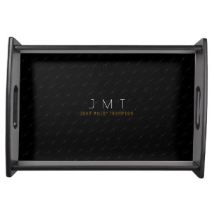 black monogrammed name & initials serving tray