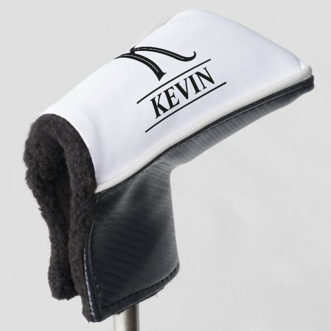 Black Monogrammed Putter Head Cover (3/4 Front)