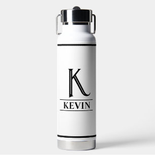 Black Monogrammed  Water Bottle