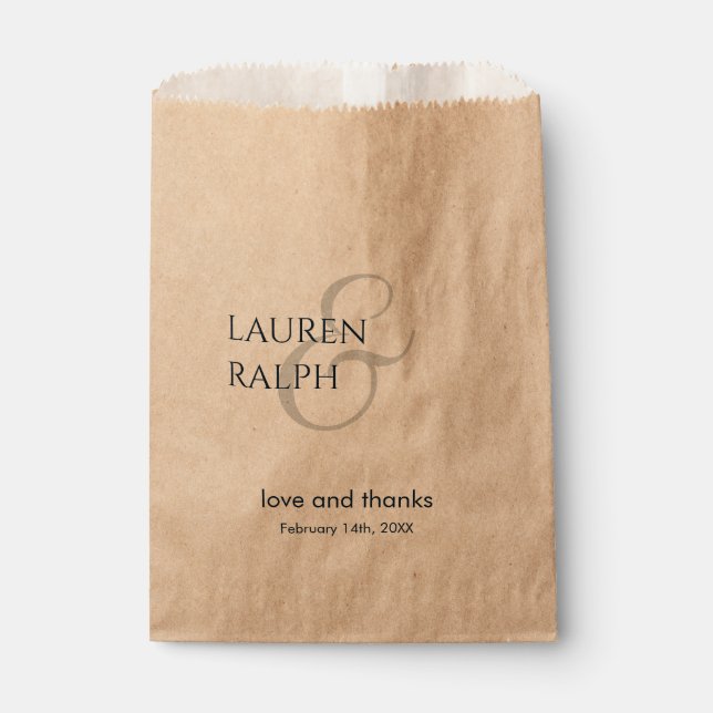Black Monogrammed Wedding Thank You Favor Bags (Front)
