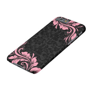 Black Monotones Damask And Pink Floral Lace Barely There iPhone 6 Case