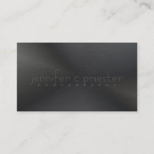 Black Monotones Metallic Brushed Aluminum Look 3 Business Card