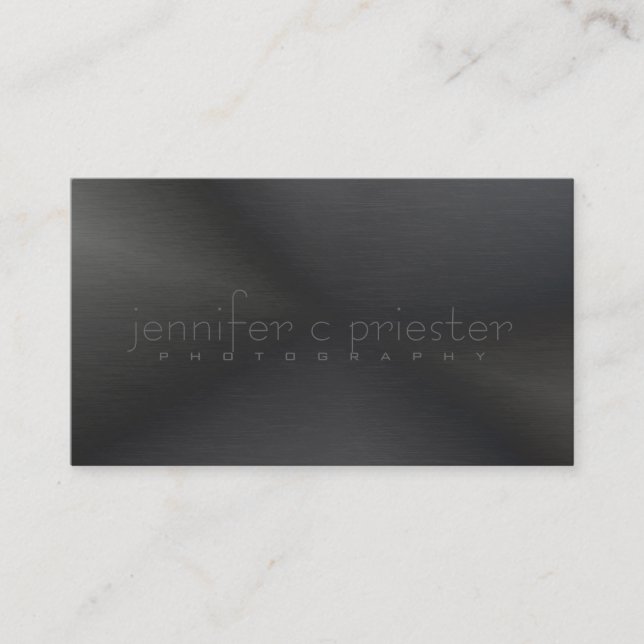 Black Monotones Metallic Brushed Aluminum Look 3 Business Card (Front)