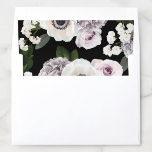 Black Moody Anemone & Purple Floral Bridal Shower Envelope Liner