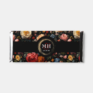 Black Moody Botanical Dutch Florals Wedding Hershey Bar Favors