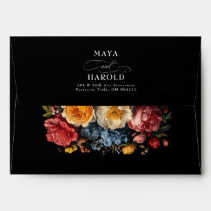 Black Moody Floral Baroque Dutch Still Life Envelope