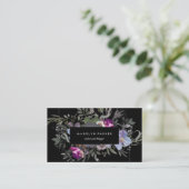 Black Moody Floral Business Card (Standing Front)