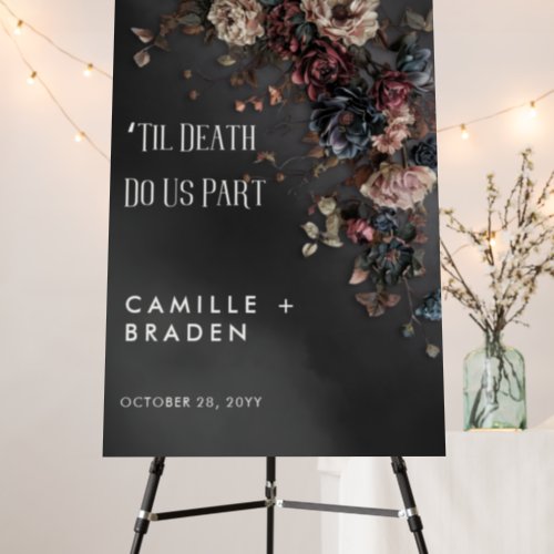 Black Moody Gothic Flowers  Mist Wedding Foam Board