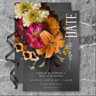 Black Moody Gothic Orange Lily Wedding Save The Date