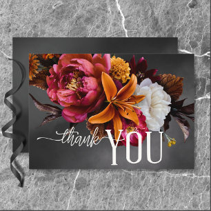 Black Moody Gothic Orange Lily Wedding Thank You Card