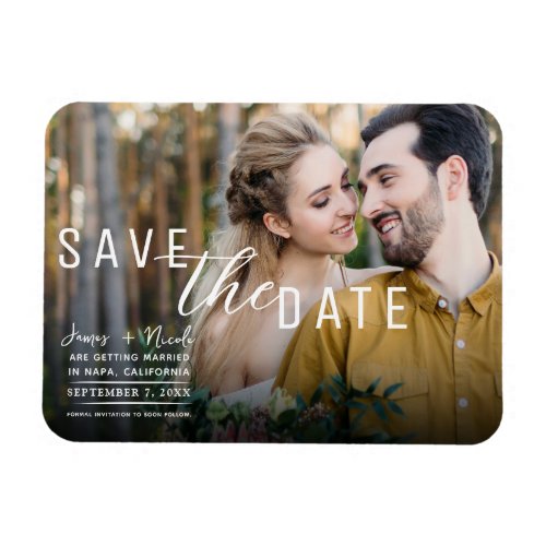 Black Moody Overlay Photo Save the Date Wedding Magnet