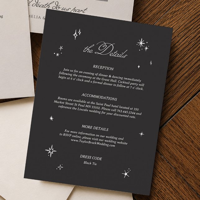 Black Moody Wedding Details  Enclosure Card (Creator Uploaded)