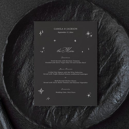 Black Moody Wedding Menu Card