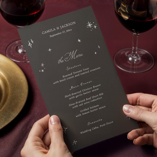 Black Moody Wedding Menu Card
