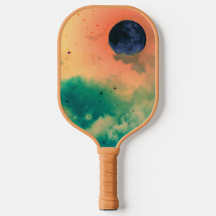 BLACK MOON AND GREEN CLOUDS PICKLEBALL PADDLE