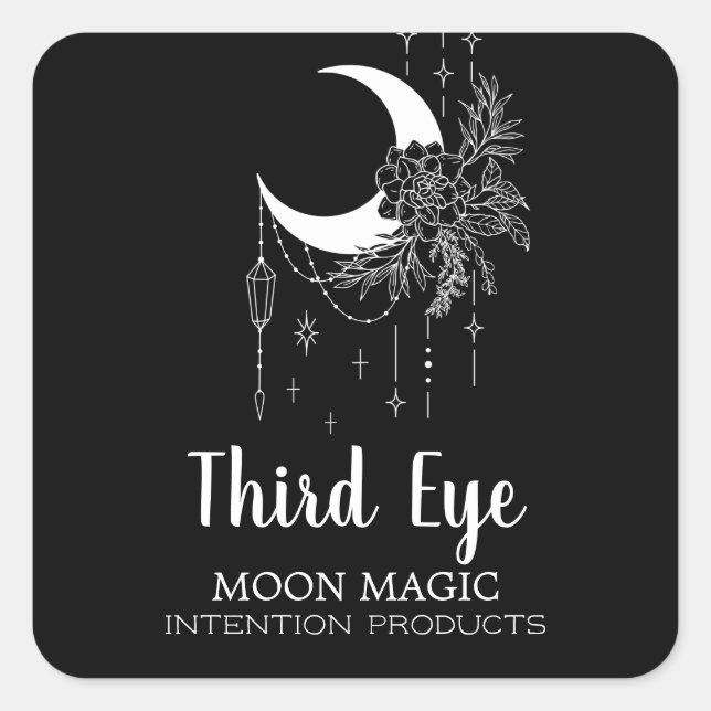 Black Moon Intention Spells Square Sticker (Front)