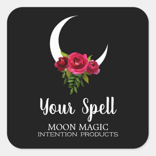 Black Moon Intention Spells Square Sticker