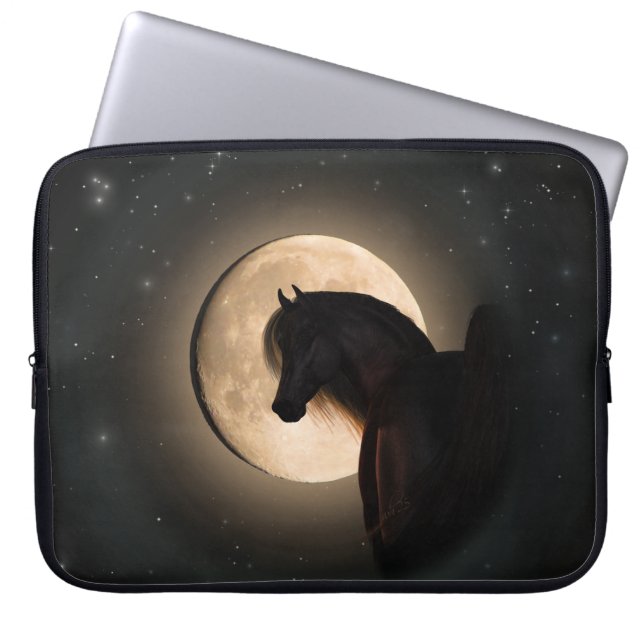 Black Moon Shine Horse Laptop Sleeve (Front)