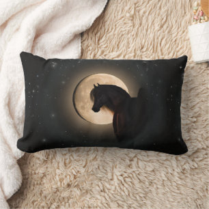 Black Moon Shine Horse Throw Pillow