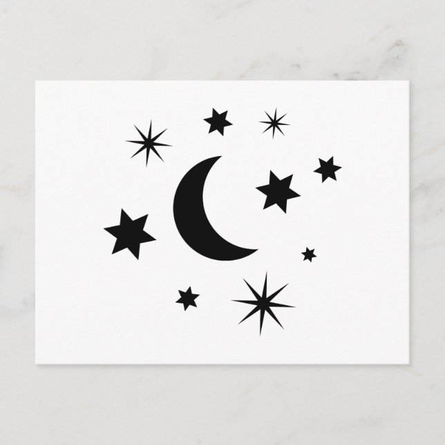Black Moon & Stars Postcard (Front)