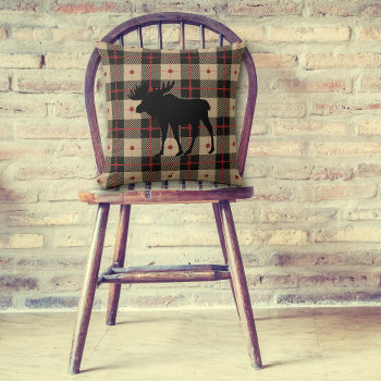 Black Moose On Buffalo Plaid Pattern Throw Pillow by SandCreekVentures at Zazzle