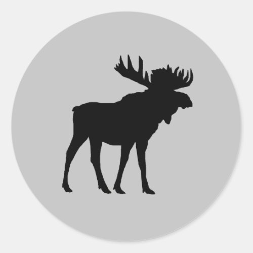Black Moose Silhouette Wilderness Classic Round Sticker