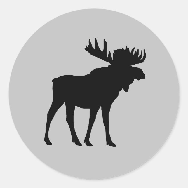 Black Moose Silhouette Wilderness Classic Round Sticker (Front)
