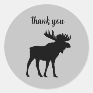 Black Moose Silhouette Wilderness Thank You Classic Round Sticker