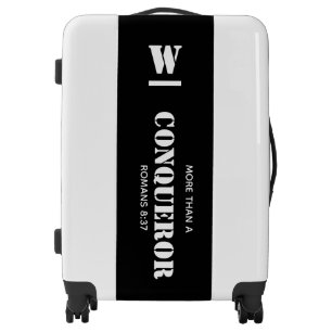 Black MORE THAN A CONQUEROR Monogram Luggage