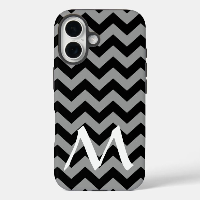 Black Moroccan Moods Chevrons with Monogram Case-Mate iPhone Case (Back)