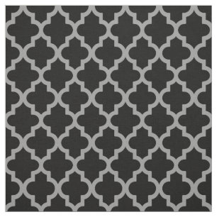 Black Moroccan Moods Quatrefoil Fabric