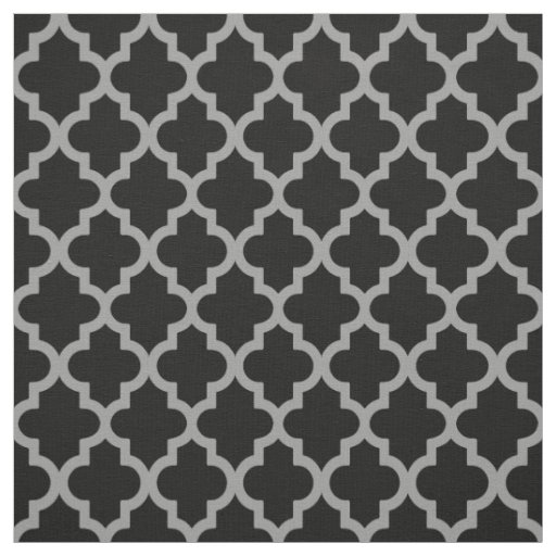 Black Moroccan Moods Quatrefoil Fabric