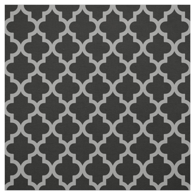 Black Moroccan Moods Quatrefoil Fabric (Swatch)