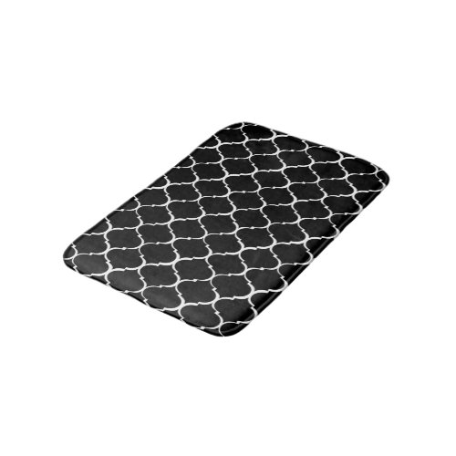 Black Moroccan Pattern Bath Mat
