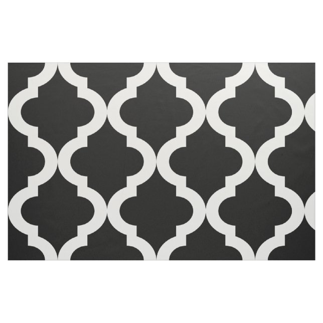 Black Moroccan Quatrefoil Print Fabric (Fat Quarter)