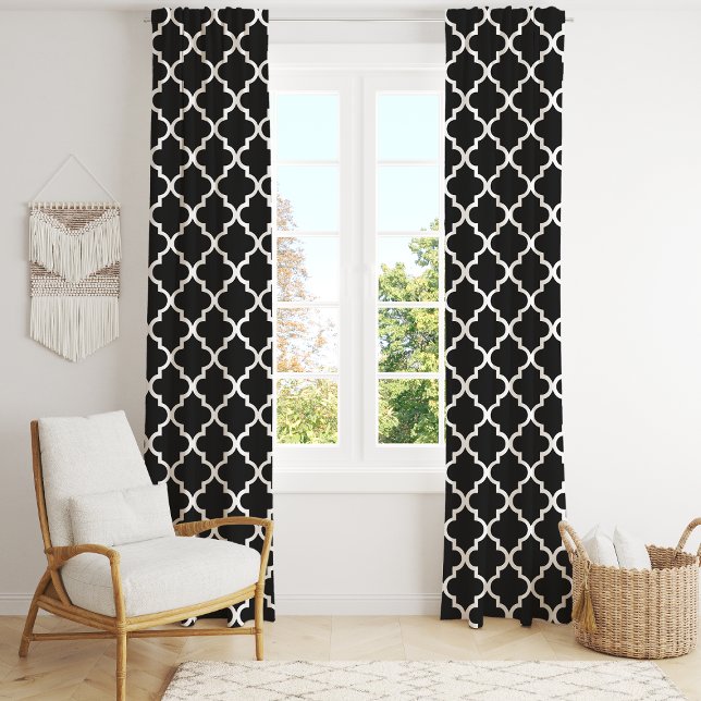 Black Moroccan Quatrefoil Trellis Blackout Curtains (Creator Uploaded)