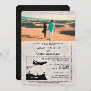 Black Morocco Passport Wedding Invitation