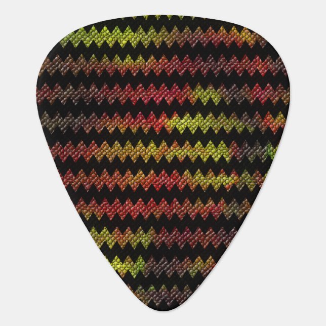 Black Mosaic Chevron Guitar Pick (Front)