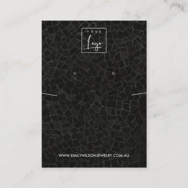 BLACK MOSAIC TEXTURE NECKLACE EARRING DISPLAY BUSINESS CARD (Front)