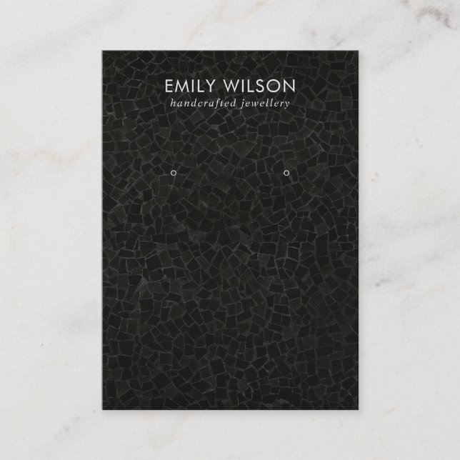 BLACK MOSAIC TEXTURE STUD EARRING DISPLAY CARD (Front)
