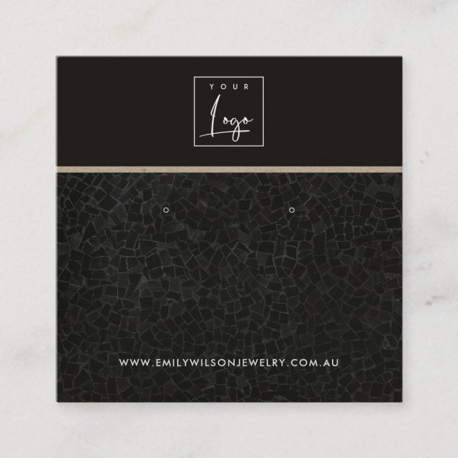 BLACK MOSAIC TEXTURE STUD EARRING DISPLAY CARD (Front)