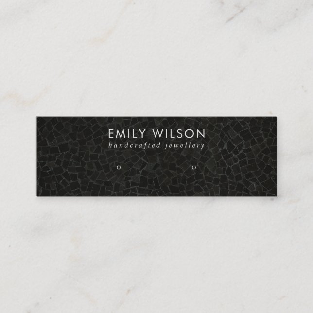 BLACK MOSAIC TEXTURE STUD EARRING DISPLAY CARD (Front)