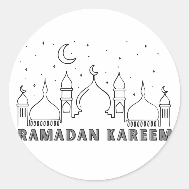 Black Mosque Ramadan Kareem  Classic Round Sticker (Front)