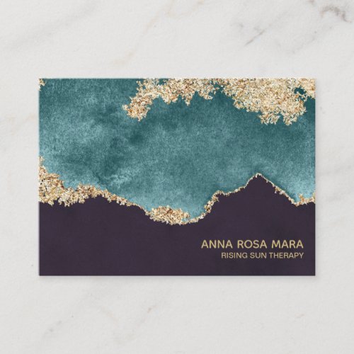  Black Moss Teal Agate Geode Gold Glitter Business Card